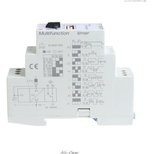 2018 1Pc AC/DC 24-240V DHC19-M Multifunction Timer Time Relay