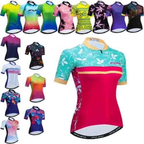 2021 Womens Cyling Jersey Outdoor Road Bike Clothes Mtb Bicycle Shirts Short Sleeve Cycling Tops Maillot Ciclismo