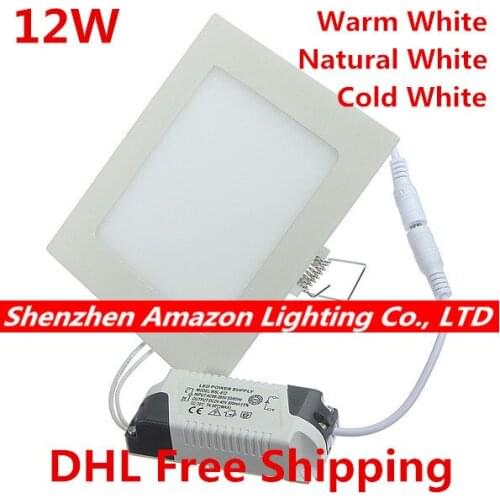 30pcs 12W Square LED Ceiling Light Ultra Thin LED Panel Light Recessed Down Light 85-265V led bathroom kitchen lamp DHL Free