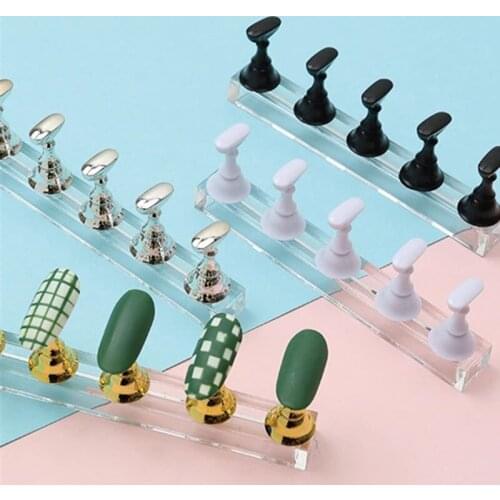 5 Pcs/lot Magnetic False Nail Stand Holder Display Practice Training Tips Nail Stand For Display Showing Shelf Manicure Tools