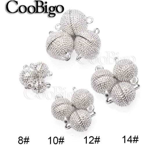 50 Sets Trendy Magnetic Clasps Metal Magnet Snap Round Ball Jewelry Findings DIY Necklace Bracelet Gift Accessories Silver