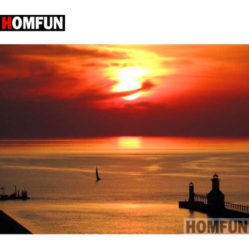 HOMFUN Full Square/Round Drill 5D DIY Diamond Painting "Dusk scenery" Embroidery Cross Stitch 5D Home Decor Gift A16173