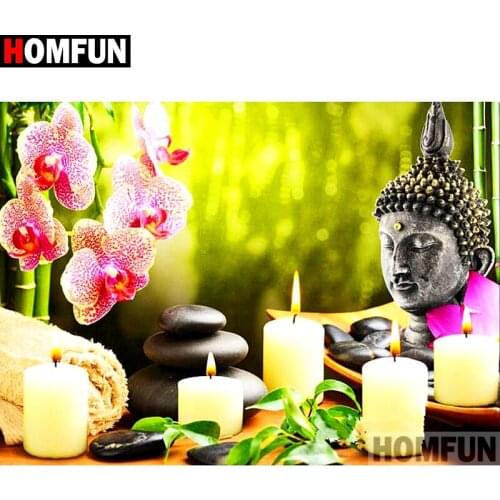 HOMFUN Full Square/Round Drill 5D DIY Diamond Painting "Religious Buddha" Embroidery Cross Stitch 5D Home Decor Gift A01773
