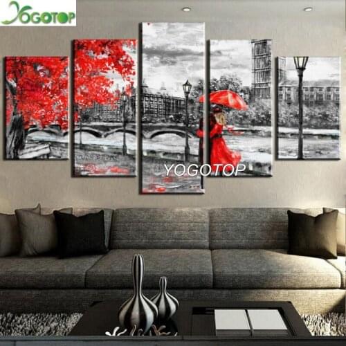 Diy Diamond Painting 5 Pieces London Clock Tower Red Loves Full Drill rhinestone Mosaic Diamant Embroidery Home Decor ML1316