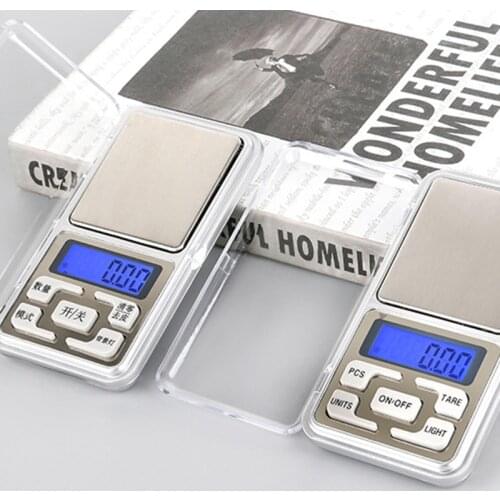 English Button (200 / 500g0.1g) Jewelry Scale Portable Mini Pocket Electronic Scale Palm Electronic Scale Accuracy 0.01g-1