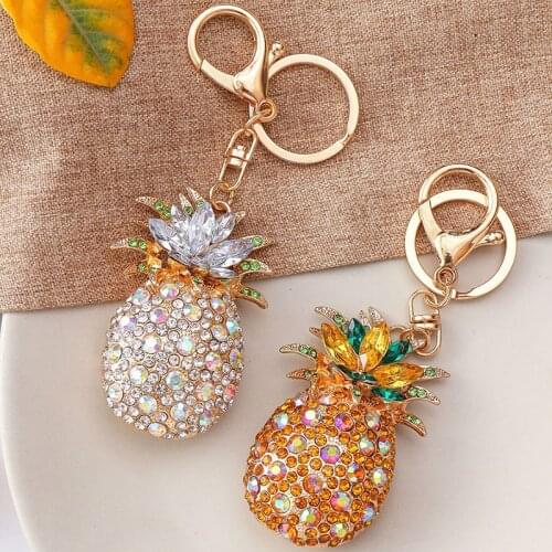 Alloy Pineapple Keychain Fashion Diamond Pineapple Small Gift Creative Keyring Metal Pendant For Key Accessories