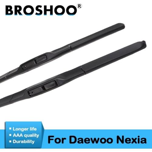 BROSHOO Car Clean The Windshield Wiper Blades Rubber For Daewoo Nexia 18"+18" ,Fit Standard Hook Arm 1994 1995 1996 1997 Styling