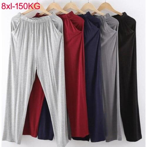 Size 8XL 150KG mens modal trousers thin spring and summer home pants Big Size mens home pants casual trousers pajama pants