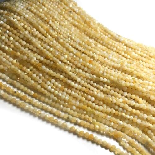 2 3mm Small Faceted Beading Natural Yellow Opal Stone Loose Beads DIY for Jewelry Making Necklace Bracelet Accessories