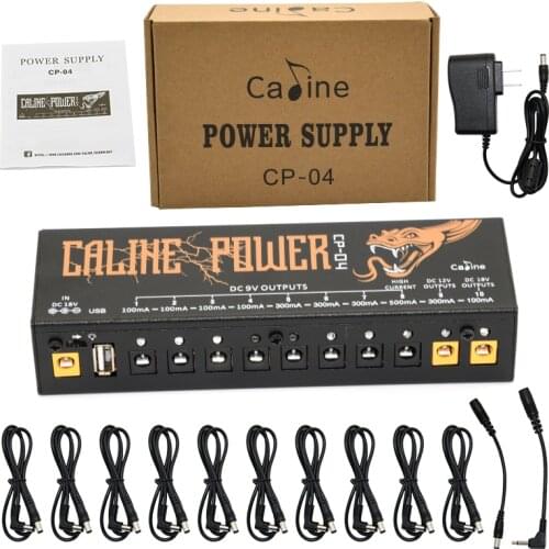 Caline CP-04 Guitar Effect Pedal Power Supply 10 Isolated Outputs (9V, 12V, 18V) Short Circuit /Overcurrent Protection