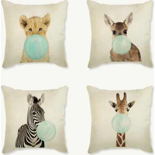 Nordic Cushion Cover Baby Animal Zebra Girafe Pillow Case Sofa Cushion Cover Home Decorative Pillowcase Car Covers 45x45