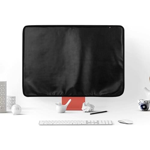 24 Inch New PU Leather Cover for iMac Computer Monitor Polyester Dust Cover Protector with Inner Soft Lining Back Pocket