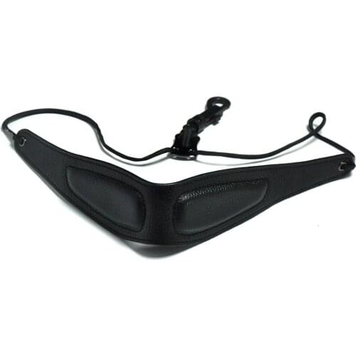 Black Saxophone Sax Genuine Leather Neck Strap w/ Mountaineering Rope in Comfort