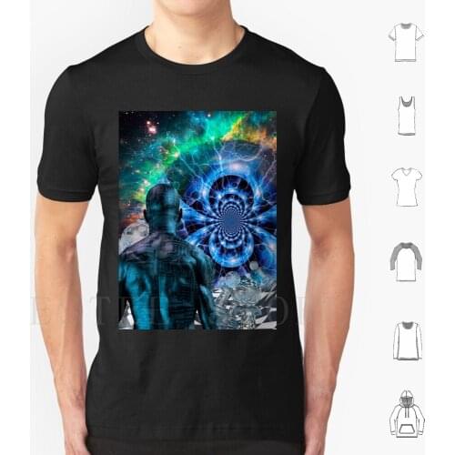 Cyborg In T Shirt Print Cotton Abstract Ai Artificial Bionic Board Burn Chess Chessboard Chip Circuit Computer Cosmos Cyber