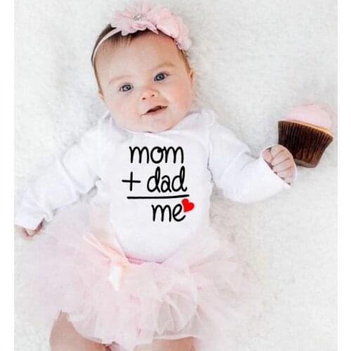 Mom Plus Dad Equals Me Newborn Baby Long sleeve Clothes Boy Girl Kids Cotton Bodysuit Infant Funny Jumpsuit Outfits