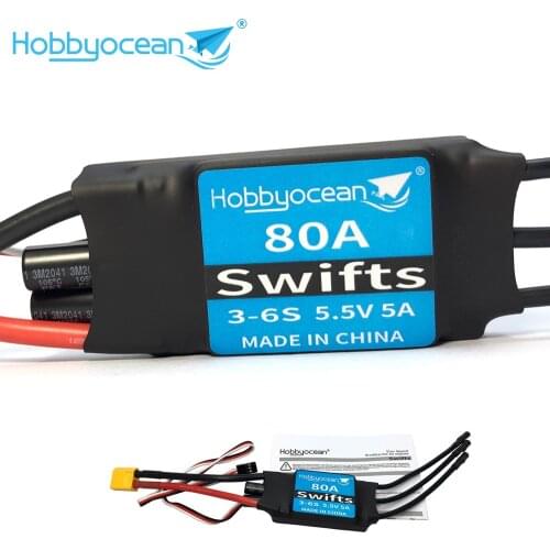 Hobbyocean 40A 50A 80A Brushless ESC Electric Speed Controller for RC Airplane Jet EDF Boat