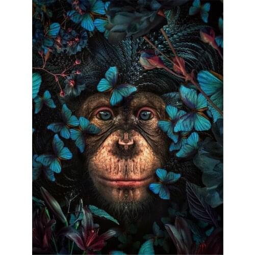 Deer Flower Butterfly Printed Canvas 11CT Cross-Stitch Patterns DIY Embroidery DMC Threads Handiwork Knitting Painting Gift