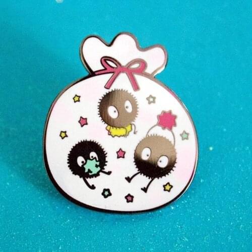 Kawaii Spirited Away Soot Sprite Pocket Enamel Pins Cute Cartoon Lapel Pin Jacket Jeans Badge Brooch Fashion Accessories