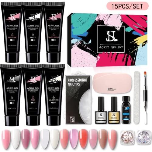 Classic Poly Nail Gel Kit 15ml Quick Builder Set UV Polymer Nail UV Polish for Nails Extension Acrylic Gel Polish Nail Art Tools