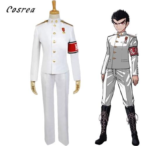 Anime Dangan Ronpa 2 Costumes DanganRonpa Kiyotaka Ishimaru Cosplay White Uniform Wigs Full Sets For Mens Boys Halloween