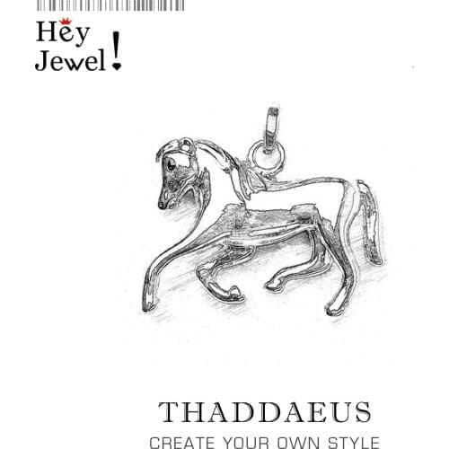 Pendant White Horse,2019 Brand New Fashion Jewelry Europe Style Bijoux Accessories 925 Sterling Silver Gift For Woman Men