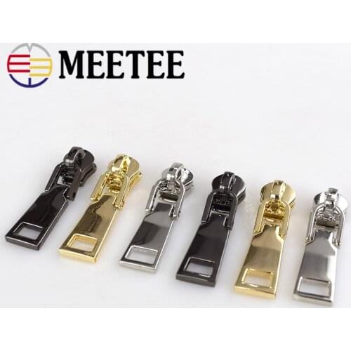 5pcs Meetee 5# Metal Zippers Slider Zip Puller for Sewing Bags Suitcase Clothing Coat Zipper Head Repair Kit Accessories G6-3