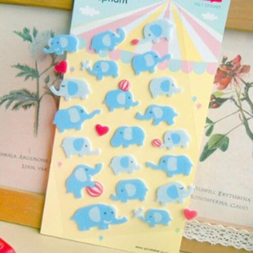 Pretty Cartoon Blue Elepant Printed Felt Sticker DIY Nonwoven Felt Fabric