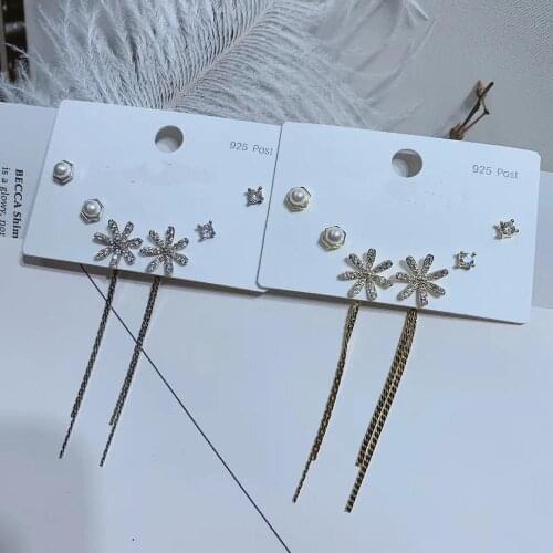 3 Pairs Smile Face Earrings Mix Designs With S925 Needle Zircon Stud Earrings Set Gold Color Earrings For Woman Gift