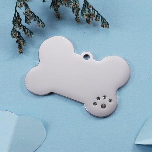 Lettering inlaid with dog melon seed Design Pendant jewelry making 20pcs 35*48mm 2021 new dog brand bone Pet ID stainless steel