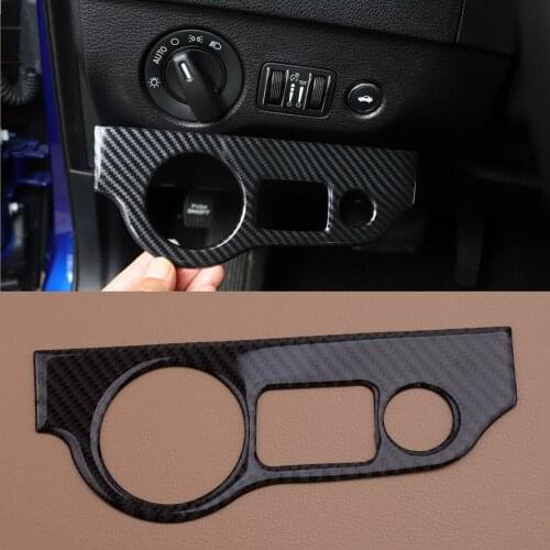 Carbon Fiber Headlight Switch Button Panel Cover Decoration Trim Frame Sticker Fit For Dodge Charger Challenger