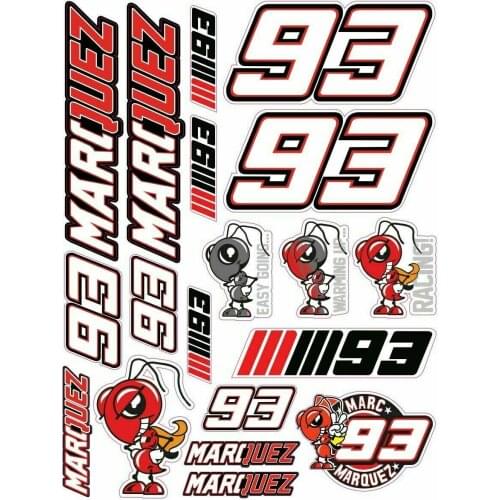 Car Sticker Helmet Decals Suitable for Marquez 93 Decals Set 20 Sticker Laminated Repsol Honda Sunscreen Waterproof PVC