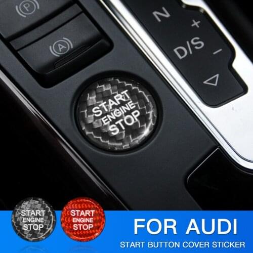 For Audi A3 A4 A5 A6 c5 c6 Q5 Q7 S3 S6 S7 Carbon Fiber Car Engine Start Stop Button Trim Cover Key Ring Car stickers and decals
