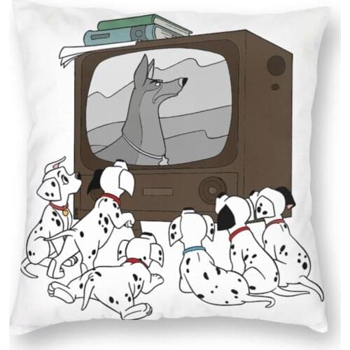 Dalmatians Watching TV Cushion Cover 3D Print Animal Dog Floor Pillow Case for Living Room Fashion Pillowcover Home Decorative