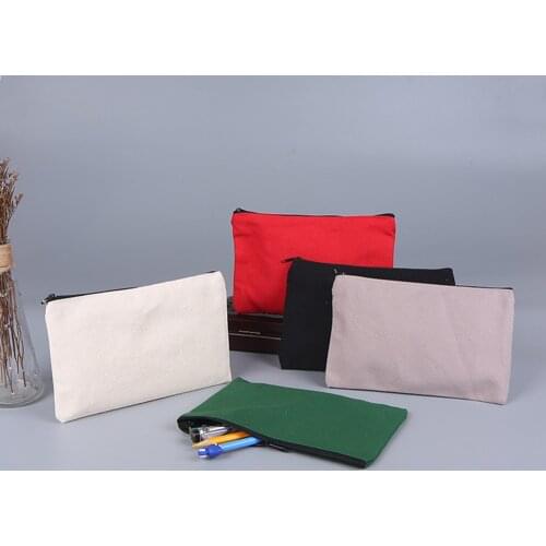 New 20 Pcs Canvas Makeup Bags Zipper Pouch Bags Pencil Case Blank Diy Craft Bags Cosmetic Pouch For Travel Diy Craft School