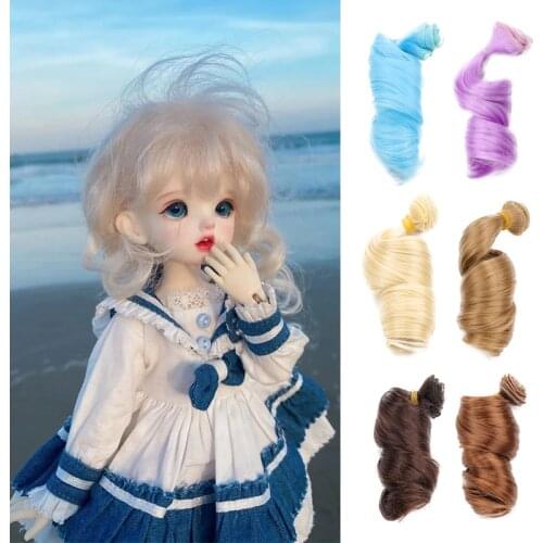 Bjd Doll 20cm*100cm High temperature wire Curly Hair Row BJD-wig doll Wigs Wool Roll hair tresses Screw Curly Hair Exte