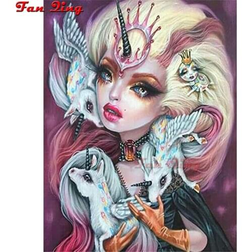 Full Square/Round Drill 5D DIY Diamond Painting Fantasy Art Unicorn Elf Girl diamond Embroidery Cross Stitch 3D Home Decor