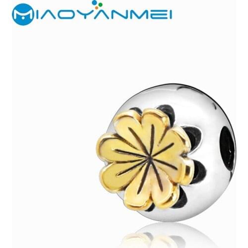 Lucky Gift 925 Sterling Silver Beads Lucky Blooming Flower Clip Charm Fit Original Pandora Bracelets Women DIY Jewelry