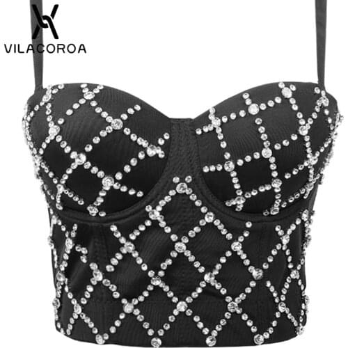 Sexy Tube Top Diamond Stitching Ladies Crop Top High Waist Bodycon Banquet Tank Top High Waist Backless Sling Female Top Vest
