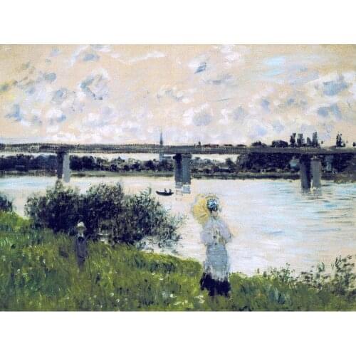 High quality Claude Monet paintings for sale The Promenade near the Bridge of Argenteuil Canvas art hand-painted