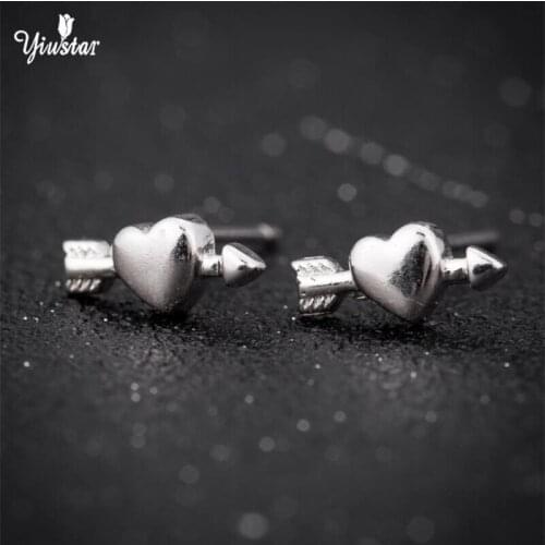 Yiustar yiustar Arrow Heart Women Fashion Cute Heart Earrings Gift For Girls Kids Lady Brinco Feminino jewelry SYED226