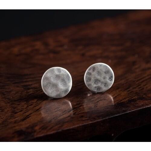 VLA 925 Silver Fashion Retro Womens Earrings Geometric Round Irregular Earrings 2021 Trend Simple Jewelry Accessories