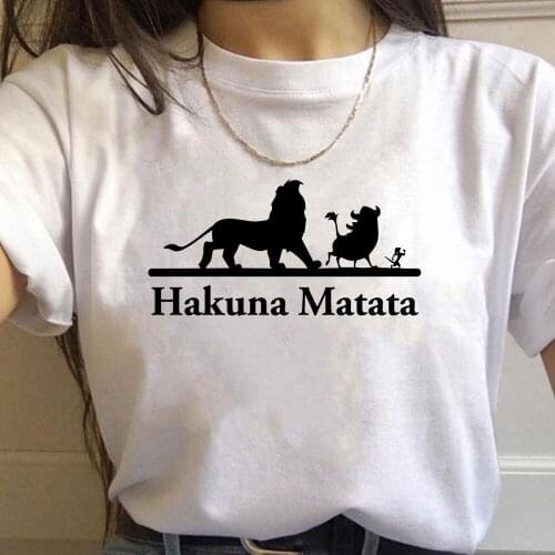 Female T-shirt HAKUNA MATATA Printed Harajuku Tshirts Lovely Lion King T Shirts Women Cartoon Tee Shirts Short Sleeves Tee Shirt