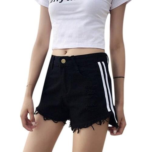 Female fashion casual summer cool women denim shorts high waists side strip plus size sexy short Jeans women