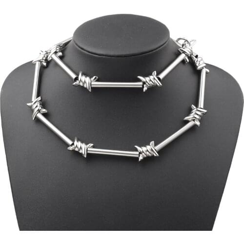 Goth Wire Brambles Thorns Choker Necklace for Men Women Hip hop Gothic Punk Neck Chain Unisex Egirl Rock Fashion layered Jewelry