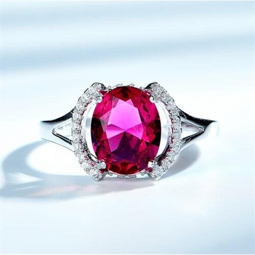 DY Womens Rings 925 Sterling Silver Jewelry Ring With Oval Gemstone Blue Sapphire Red Ruby Green Emerald CZ Ring Wedding Gifts