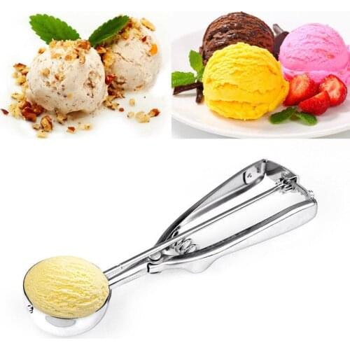 1Pc Ice Cream Spoon New Kitchen Ice Cream Potato Scoop Stainless Steel Spoon Spring Handle Kitchen Accessories Ice Cream Scoop