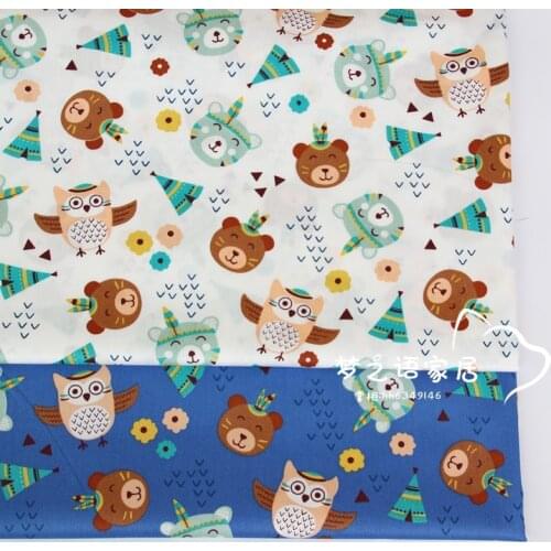160cm*50cm Tribal bear owl newborn cotton fabric DIY bedding apparel dress patchwork fabric kids handwork cotton cloth tecido