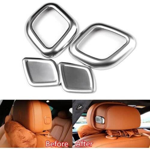 For 2016 Maserati Levante Car Interior Seat Head Rest Headrest Adjust Button Cover Trim Frame Styling Sticker 4Pcs ABS