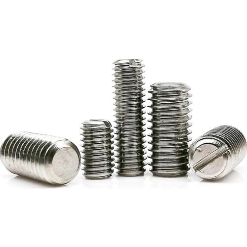 5/10pcs M1.2 M1.4 M1.6 M2 M2.5 M3 M4 M5 M6 M8 GB73 304 Stainless Steel Slotted Head Flat Point End Headless Grub Bolt Set Screw