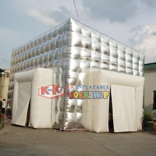 6x8x5m Silver Inflatable Cube LED Inflatable Party Club Tent With Blower